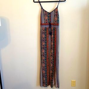 Boho black, red, multi-colored dress size medium.